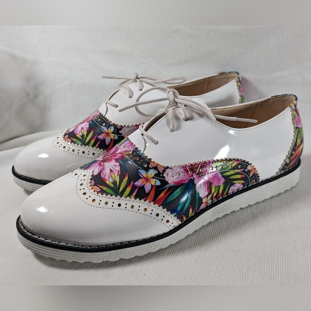 Goby Flowers Oxford Shoes GNG303 Size 38 Like New Condition - Picture 3 of 9